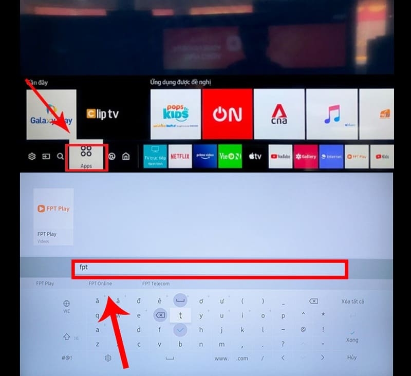 Tải app FPT Play trên kho ứng dụng tivi