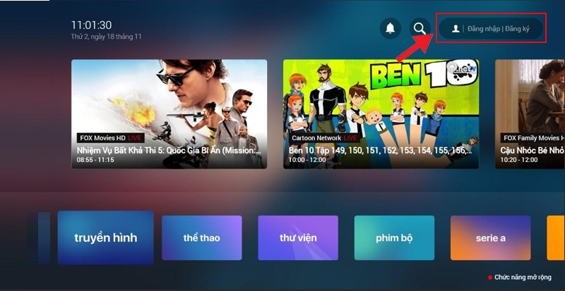 đăng nhập hoặc đăng ký FPT TV.