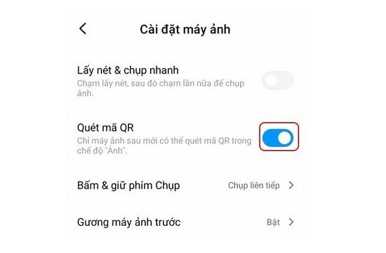 camera Xiaomi không quét được mã QR 3