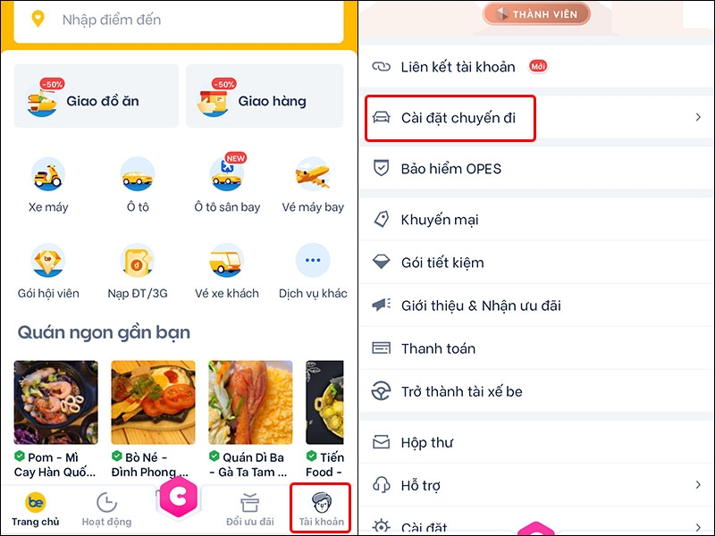 Hướng dẫn thêm điểm đón cố định trên ứng dụng Be