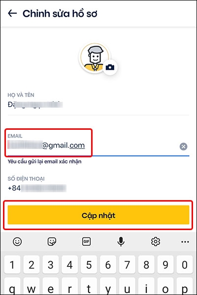 Cách thay đổi địa chỉ email trên ứng dụng Be