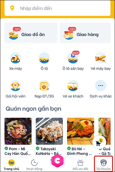 Cách liên kết tài khoản Be với ví ZaloPay