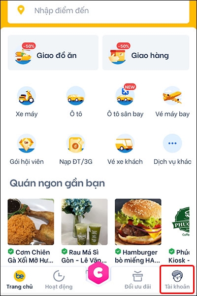 Hướng dẫn xóa tài khoản Be trên điện thoại
