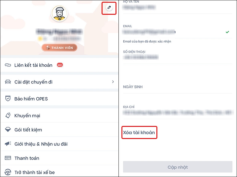 Hướng dẫn xóa tài khoản Be trên điện thoại