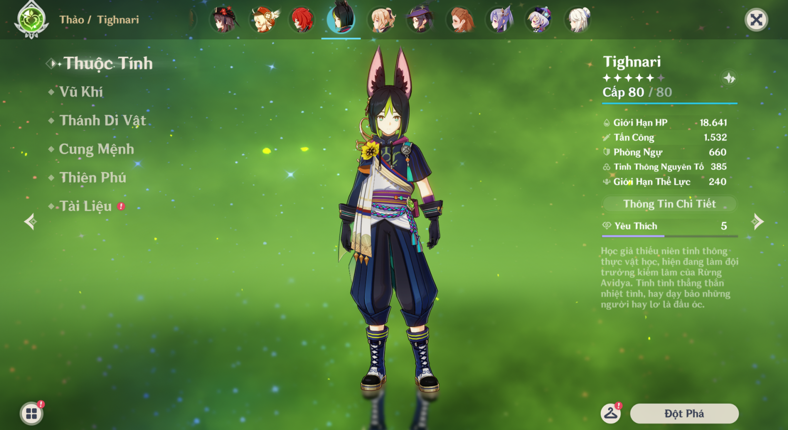 Thông tin cơ bản Tighnari Genshin Impact