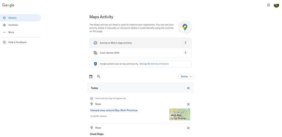 Xóa lịch sử tìm kiếm trên Google Maps - Ảnh 05