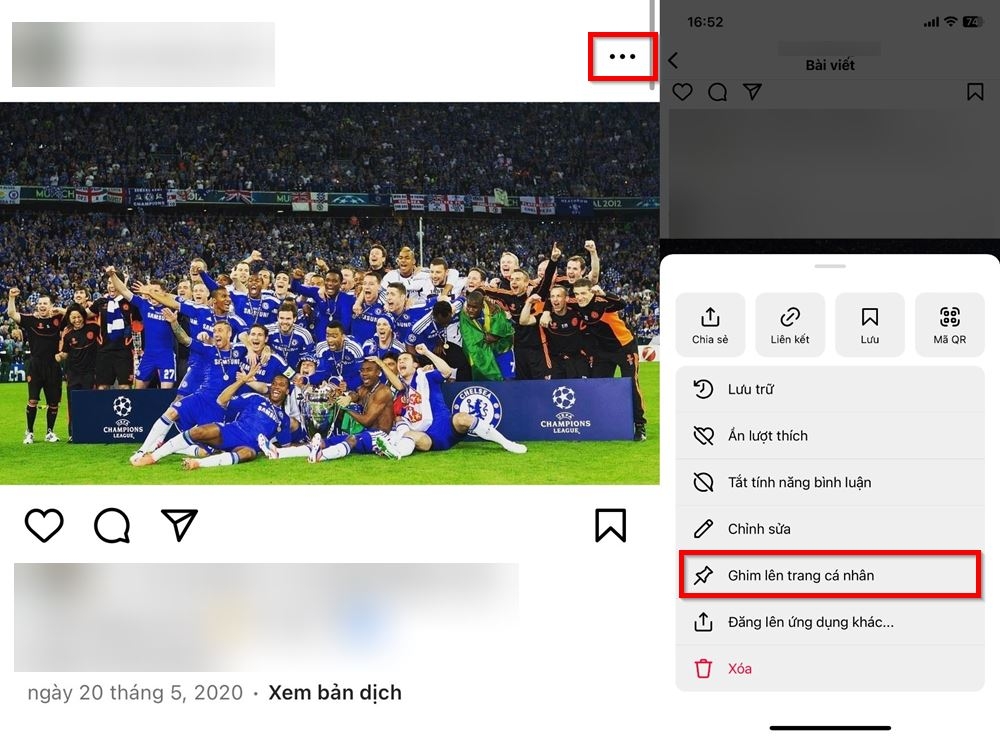 Cách ghim bài viết của mình trên Instagram 2