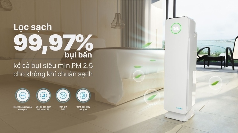 Khả năng lọc bụi mịn trên 99% khi so sánh máy lọc không khí Kangaroo và Karofi