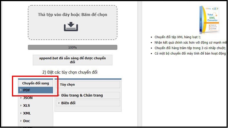 Cách chuyển file XML sang PDF online (Bước 4)