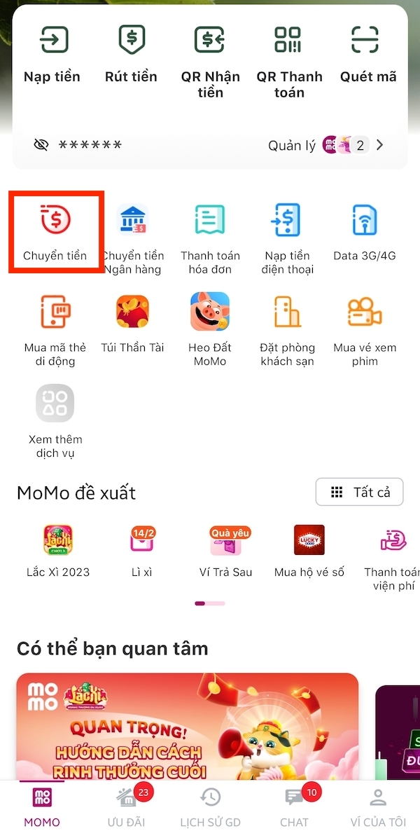 Hướng dẫn cách chuyển tiền vào ví MoMo cho người khác cực đơn giản hình 2