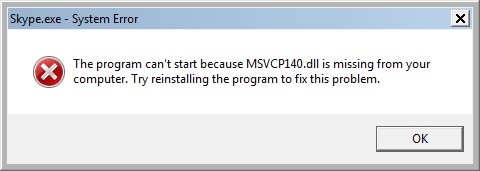 Lỗi MSVCP140.dll 2
