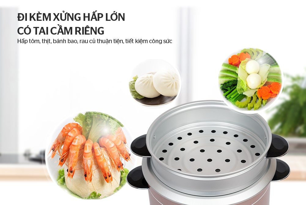 các tiện ích trên nồi cơm điện có xửng hấp
