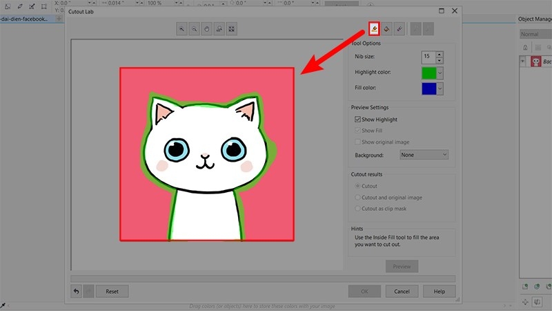 tách nền trong suốt trong Corel