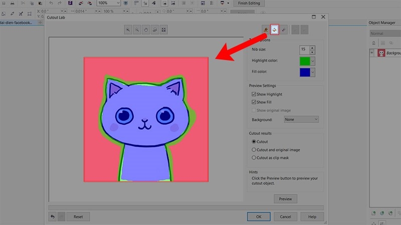 tách nền trong suốt trong Corel