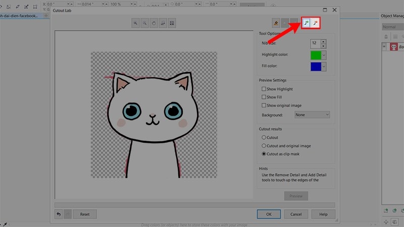 tách nền trong suốt trong Corel