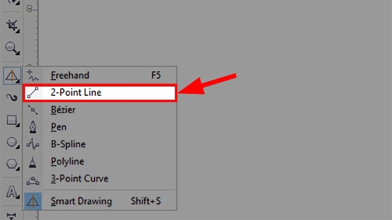 Vẽ đường thẳng trong corel bằng 2-Point Line 02