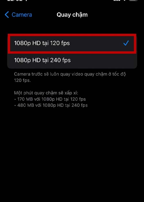 Tùy chỉnh tốc độ khung hình và độ phân giải slow-motion iPhone