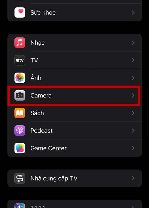 Truy cập cài đặt camera iPhone