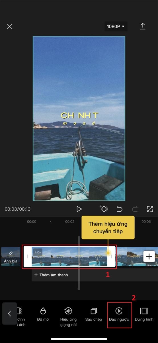 Cách tua ngược video trên Capcut (Bước 4)