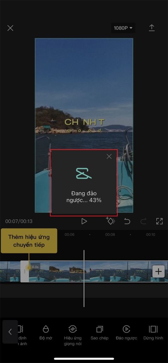 Cách tua ngược video trên Capcut (Bước 4 )