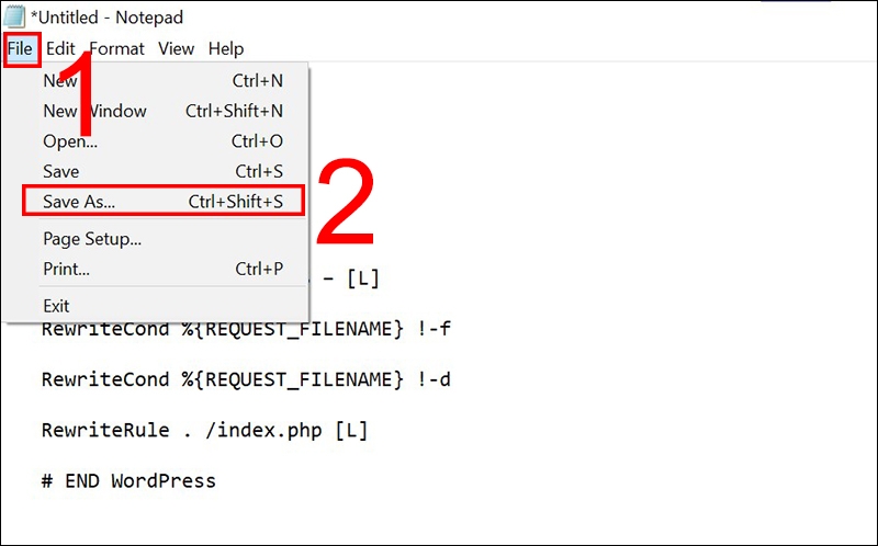 Cách tạo file .htaccess