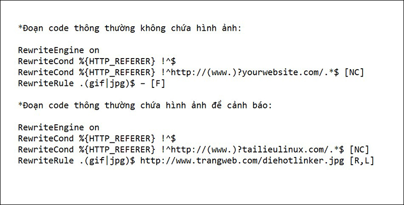 ​​Chặn căn trộm băng thông trên .htaccess