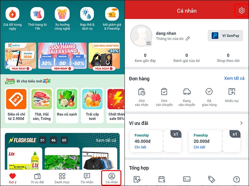 Cách xác thực địa chỉ Email trên ứng dụng Sendo