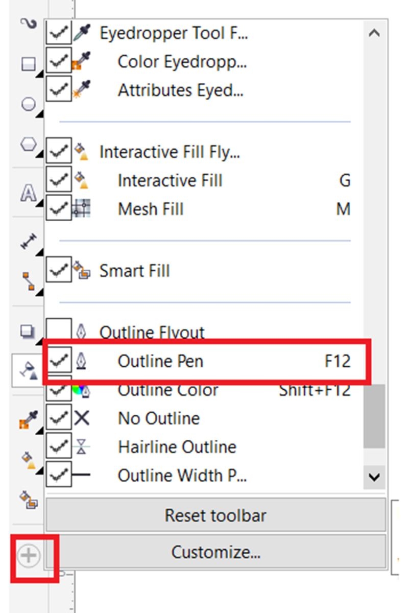 Chọn Outline Pen hoặc nhấn phím F12