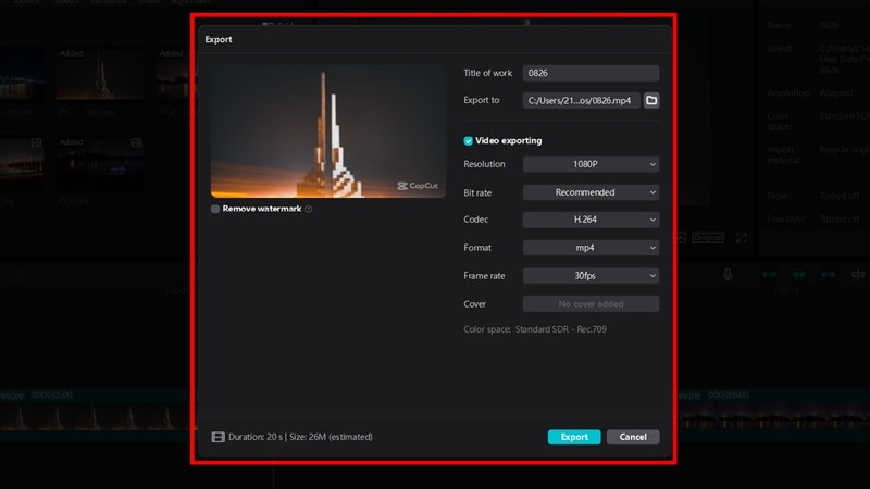 Xuất video về máy tính