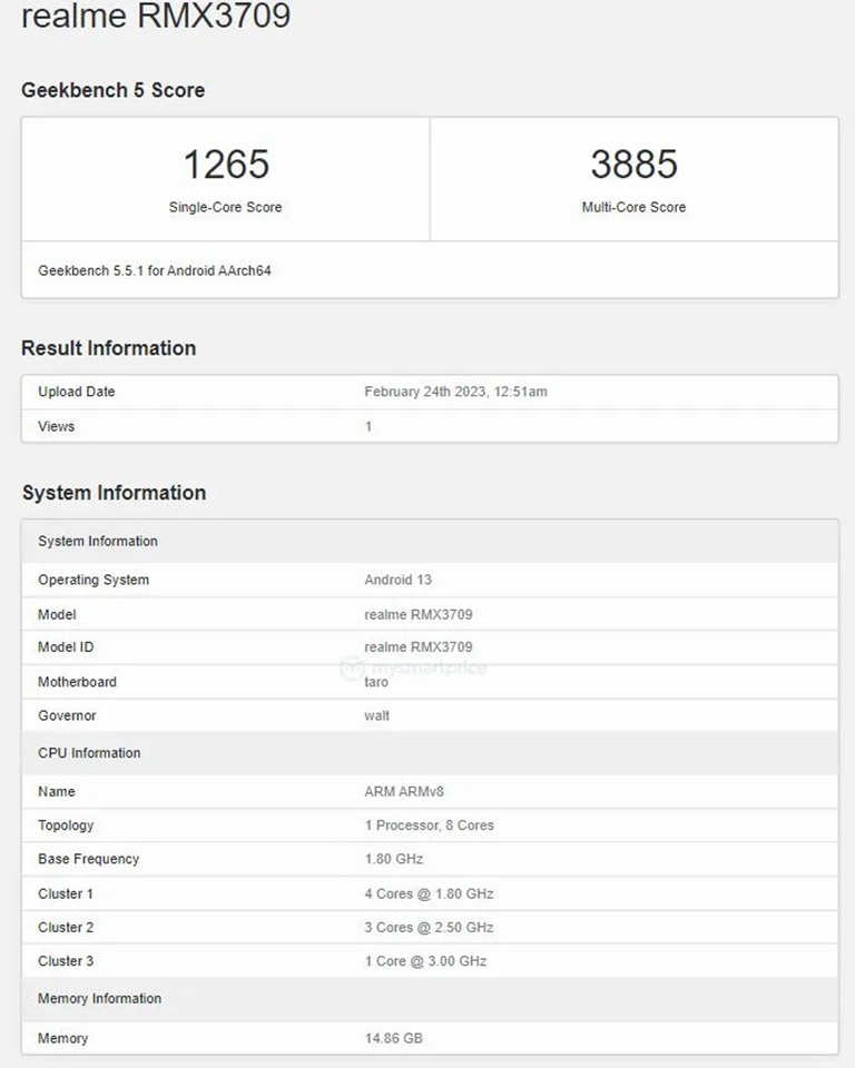 Realme GT 3 240W lộ thông số kỹ thuật chính trên Geekbench