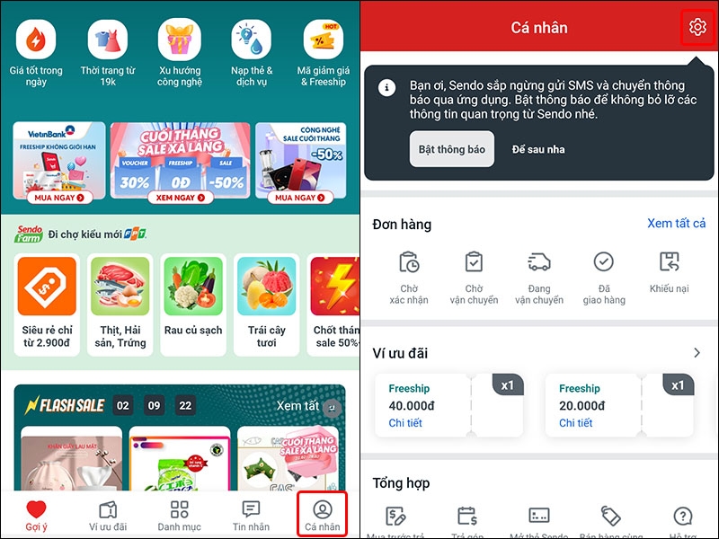 Hướng dẫn liên kết tài khoản Facebook với ứng dụng Sendo