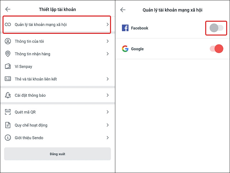 Hướng dẫn liên kết tài khoản Facebook với ứng dụng Sendo