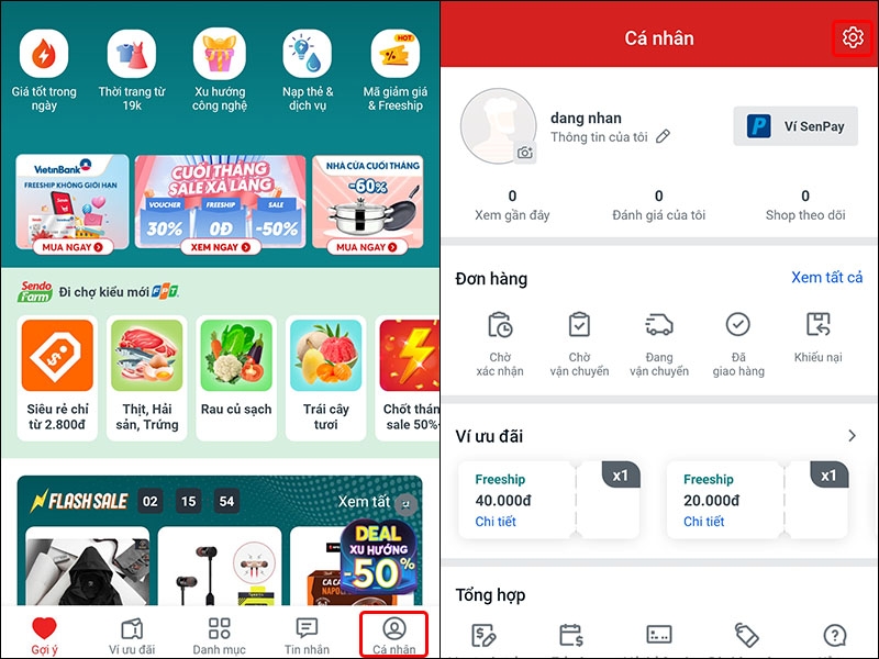 Cách liên kết tài khoản ngân hàng với ứng dụng Sendo