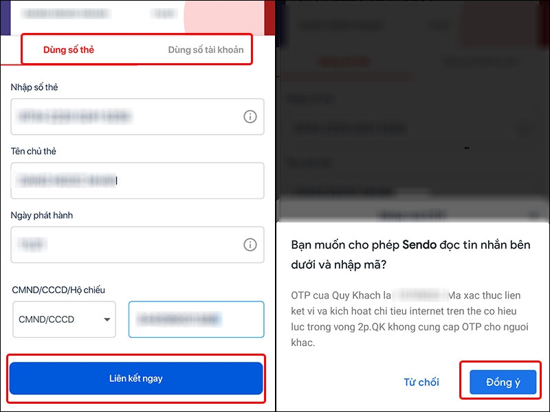 Cách liên kết tài khoản ngân hàng với ứng dụng Sendo