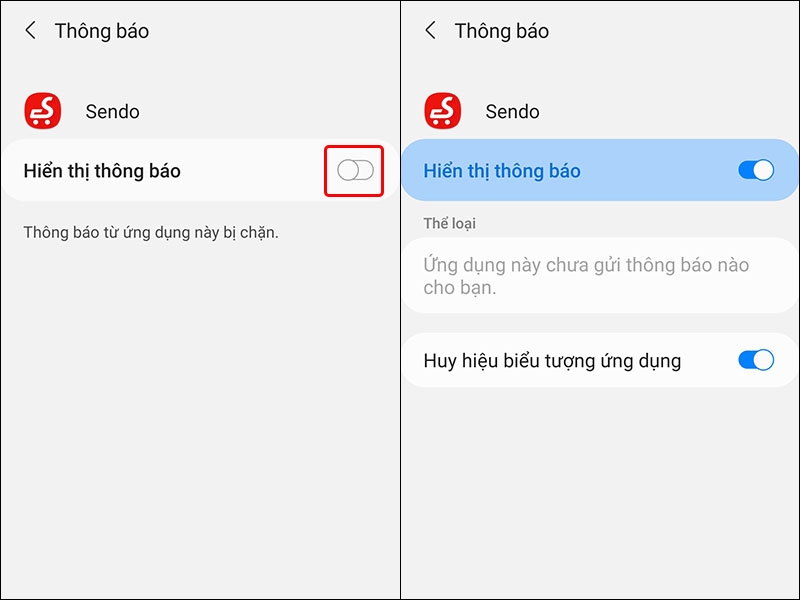 Cách bật thông báo trên ứng dụng Sendo