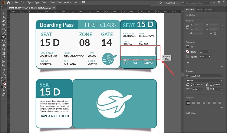 Hướng dẫn cách tạo mã vạch trong illustrator bằng Font Barcode (Bước 4)