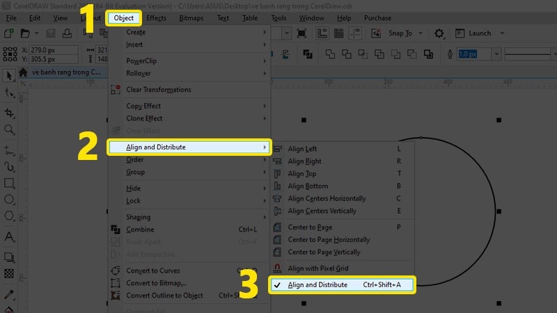 Chọn Align and Distribute