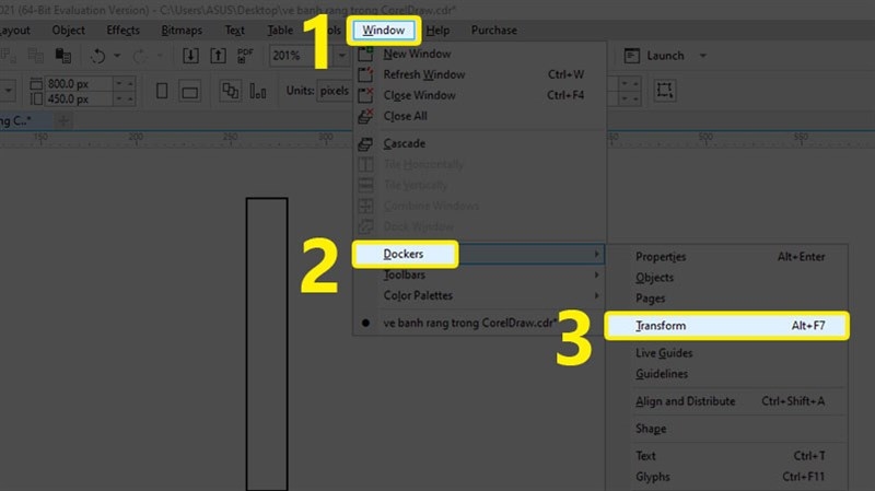 Mở cửa sổ mới Transform