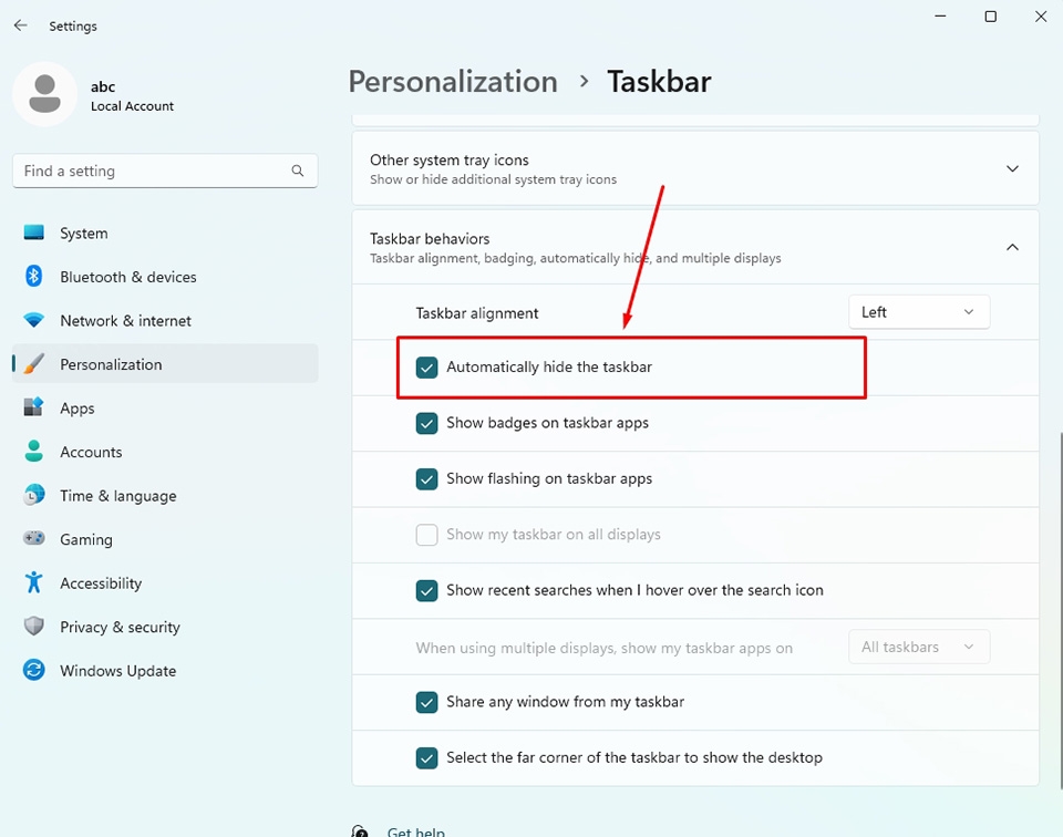 Ẩn thanh Taskbar trong Windows 11 - Ảnh 04