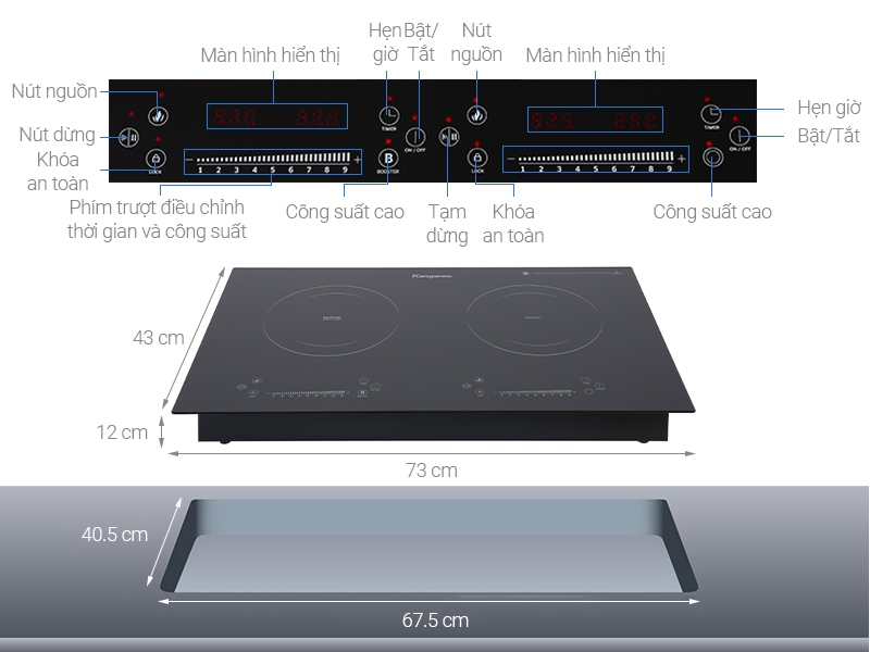 kích thước bếp từ âm 3