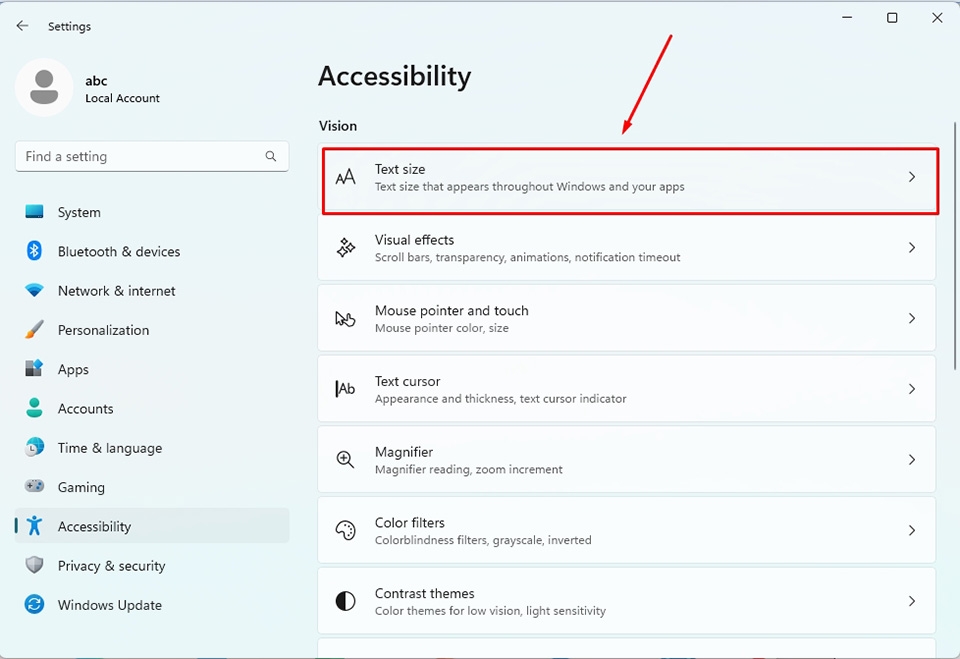 Đổi kích thước phông chữ trong Windows 11 - Ảnh 04