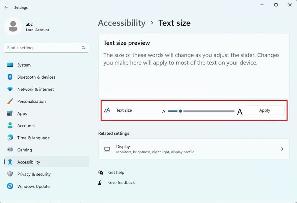 Đổi kích thước phông chữ trong Windows 11 - Ảnh 05