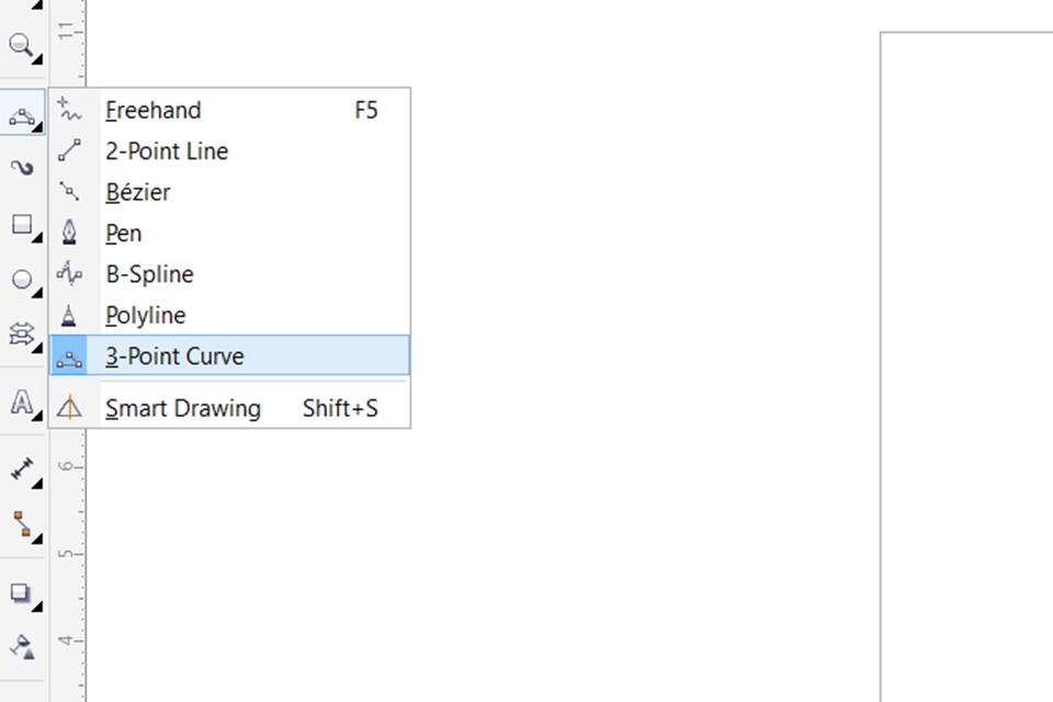 Chọn 3-Point Curve để vẽ mũi tên dạng đường thẳng