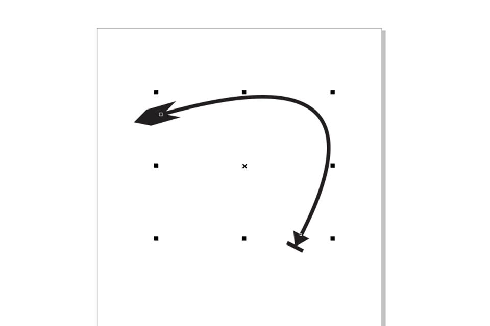 Như vậy là đã hoàn thành việc vẽ mũi tên cong trong Corel