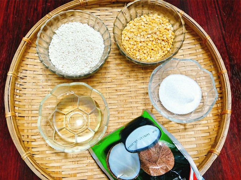Nguyên liệu chuẩn bị cho món xôi đậu xanh