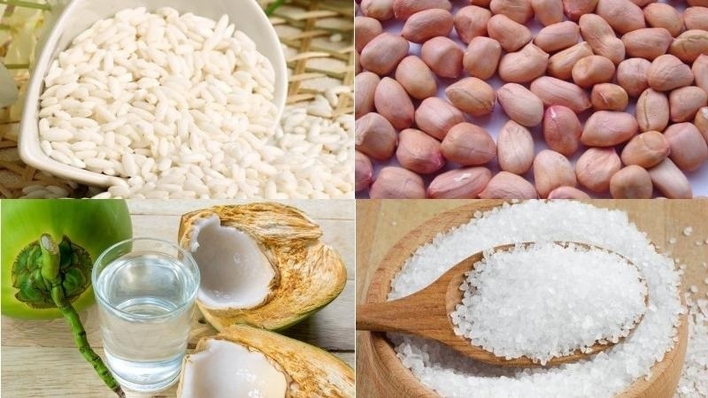 Chuẩn bị nguyên liệu để nấu xôi đậu phộng