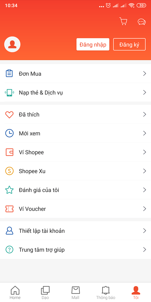 Chọn mục Đăng ký