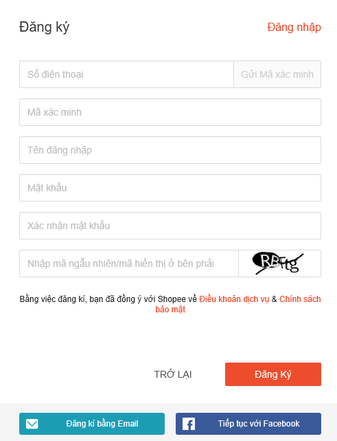 Nhập thông tin đăng ký