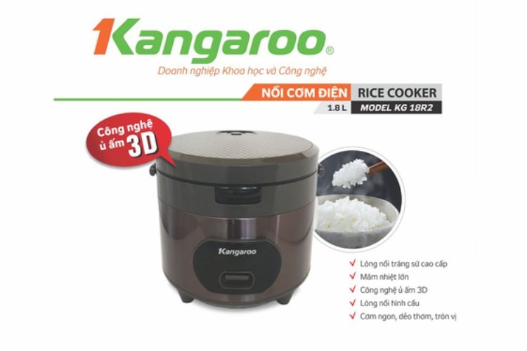 Nồi cơm điện Kangaroo 1.8L loại cơ model KG18R2