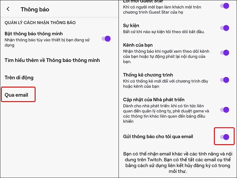 Cách tắt thông báo qua email trên ứng dụng Twitch